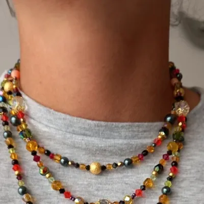 Collier 3 en 1 avec diverses perles de haute qualité